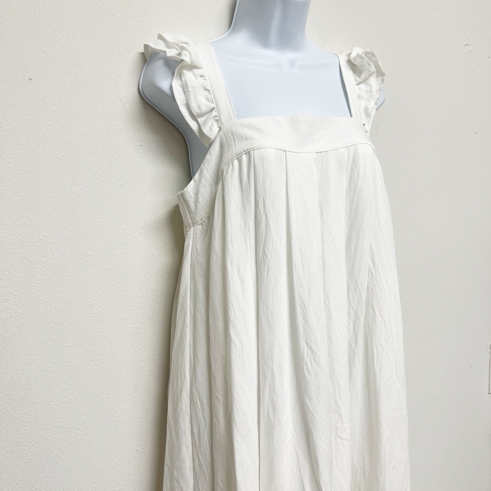 Mable Womens White Linen Boah Ruffle Sleeve Button Up Back Midi Dress Size M - Picture 4 of 8